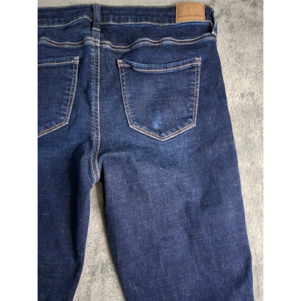 American Eagle Next Level Stretch Jegging Dark Wash Skinny Jeans Womens 10 Long - Picture 10 of 11